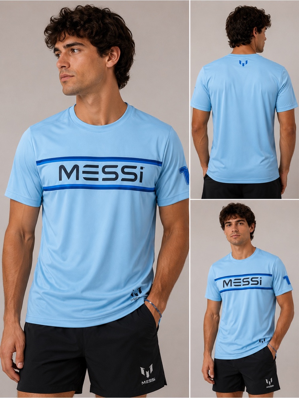 Messi Men's Light Blue Athletic Crewneck Jersey